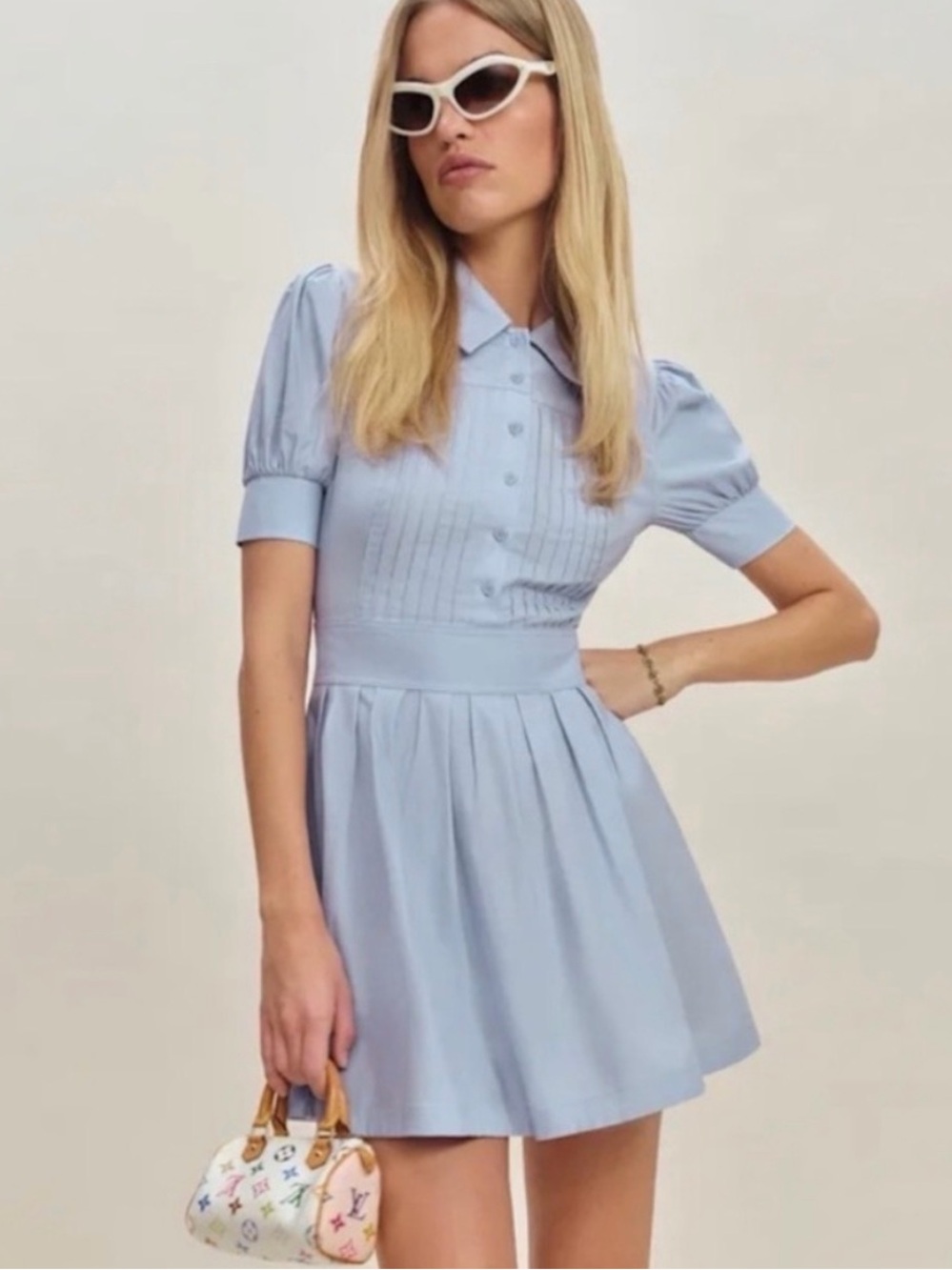 Reformation Light Blue Mini Dress. Like new no tag